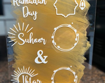Suivi du temps du ramadan en acrylique, calendrier du ramadan heure du souhoor et de l'iftar