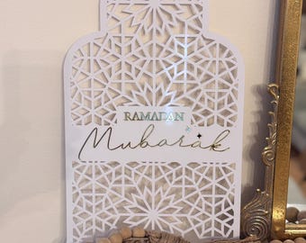 Décoration de table réversible en acrylique du Ramadan Moubarak à l'Aïd Moubarak