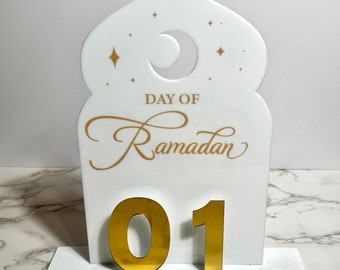 Tracker acrylique réversible du jour du ramadan, calendrier du ramadan, jours du ramadan, compte à rebours jusqu'à l'Aïd