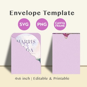 Afdrukbare envelopsjabloon van 4 x 6 inch | Sjabloon canvaslijst | PNG- en SVG-bestand | Bewerkbare zakenvelopsjabloon
