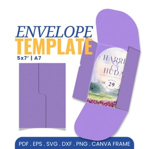 Envelope SVG Template Printable A7 / 5x7’ | Canva Frame Template | Cut File Envelope Template
