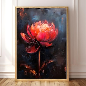PRINTABLE Peony Oil Painting | Moody Floral Wall Art | Gothic Victorian Print | Dark Cottagecore Decor | Grunge Flower Art | Dark Flower Art