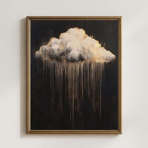 Rain Cloud Digital Art Print | Rustic Gothic Wall Art | Moody Cloud Printable | Black Minimalist Wall Decor | Dark Academia Prints