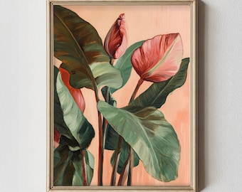 Vintage Botanical Painting Printable Boho Floral Farmhouse Decor | Pastel Cottagecore Print | Tropical Wall Art