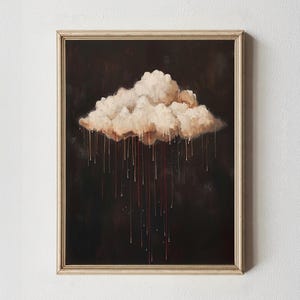 PRINTABLE Dark Cloud Painting, Moody Wall Art, Gothic Home Decor, Macabre Cottagecore, Surreal Celestial Art, Dark Farmhouse Digital Print