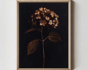Dark Hydrangea Wall Art Printable Moody Botanical Farmhouse Print | Gothic Cottagecore Decor Digital Download