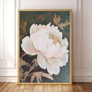 PRINTABLE Moody Floral Print, Peony Painting, Retro Eclectic Art, Spring Decor, Boho Flower Wall Art, Soft Pastel Art, Light Cottagecore