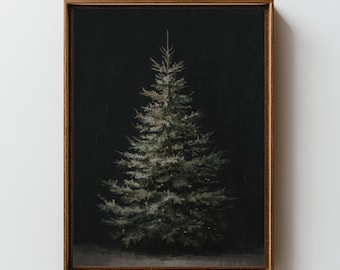Moody Christmas Wall Art | Dark Christmas Tree Print | Rustic Winter Decor | Holiday Cottagecore | Dark Academia Winter | Digital Download