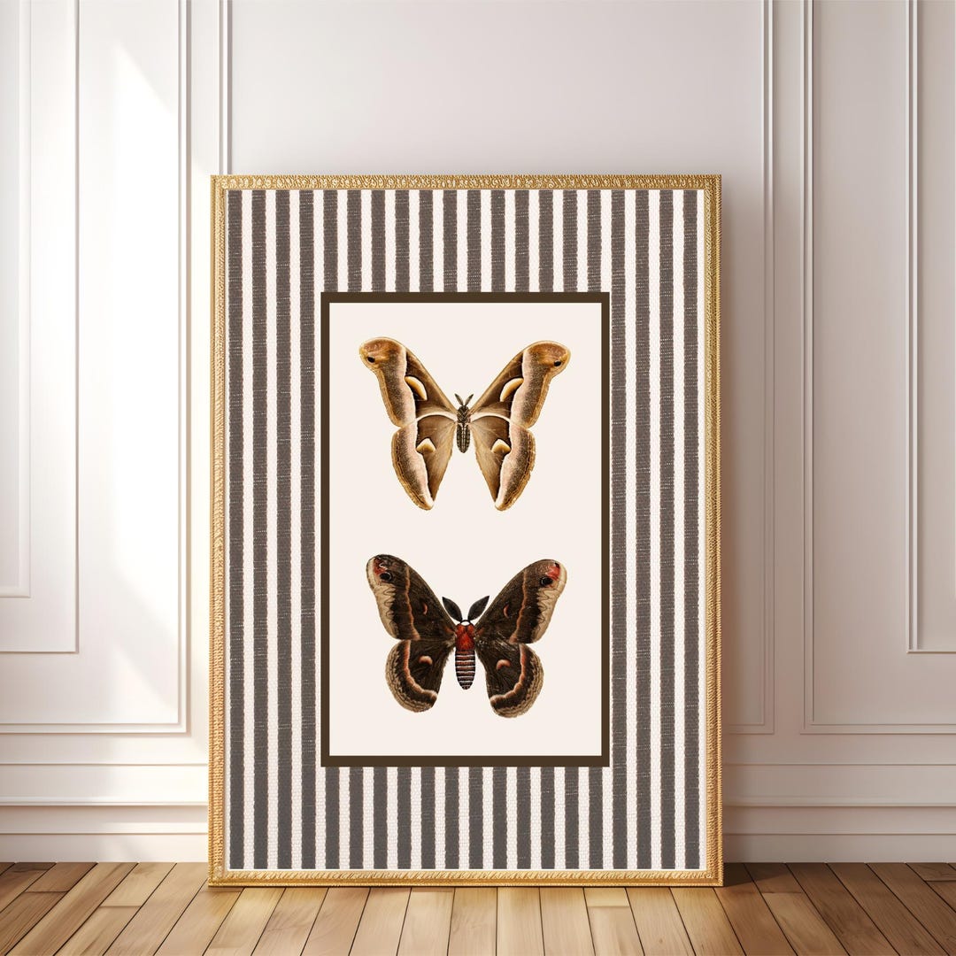 PRINTABLE Vintage Moth Wall Art | Butterfly Illustration | Neutral Boho ...