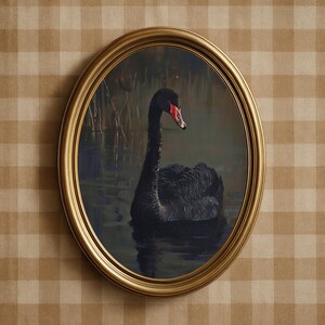 Rustic Black Swan Wall Art Printable Gothic Cottagecore Decor | Moody Farmhouse Print | Dark Academia image 3