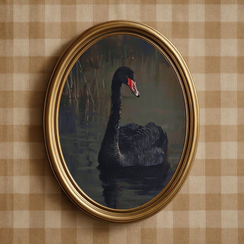 Rustic Black Swan Wall Art Printable Gothic Cottagecore Decor | Moody Farmhouse Print | Dark Academia image 3