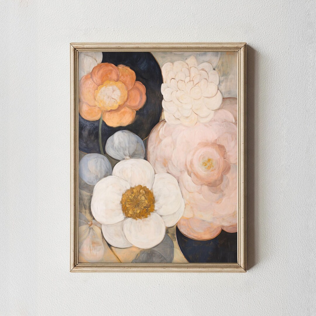 Retro Floral Wall Art Printable Boho Cottagecore Decor | Scandinavian ...