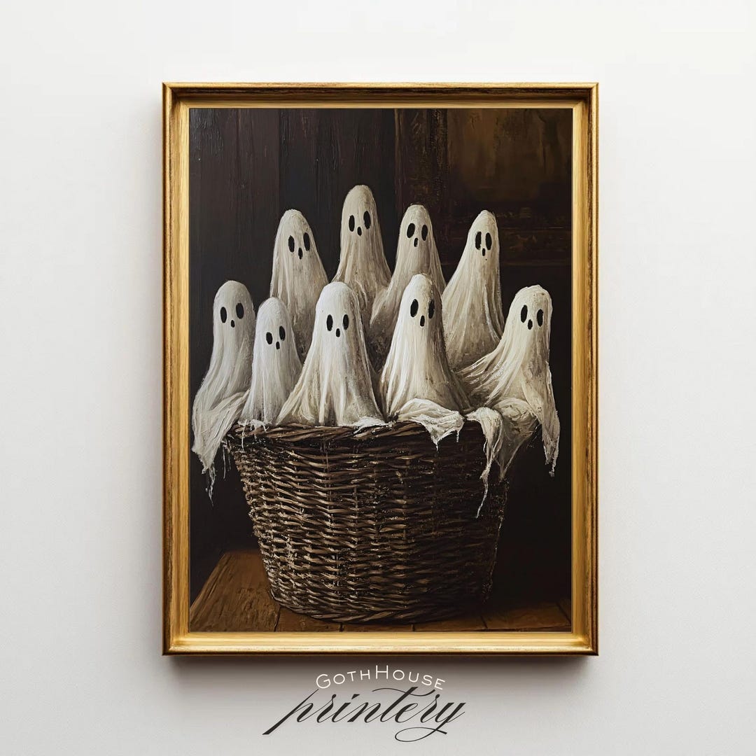 Ghosts in a Basket Digital Print | Ghost Printable Wall Decor | Cute ...