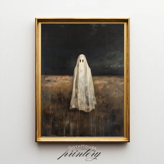 Floral Sheet Ghost Painting | Vintage Ghost Printable Wall Decor