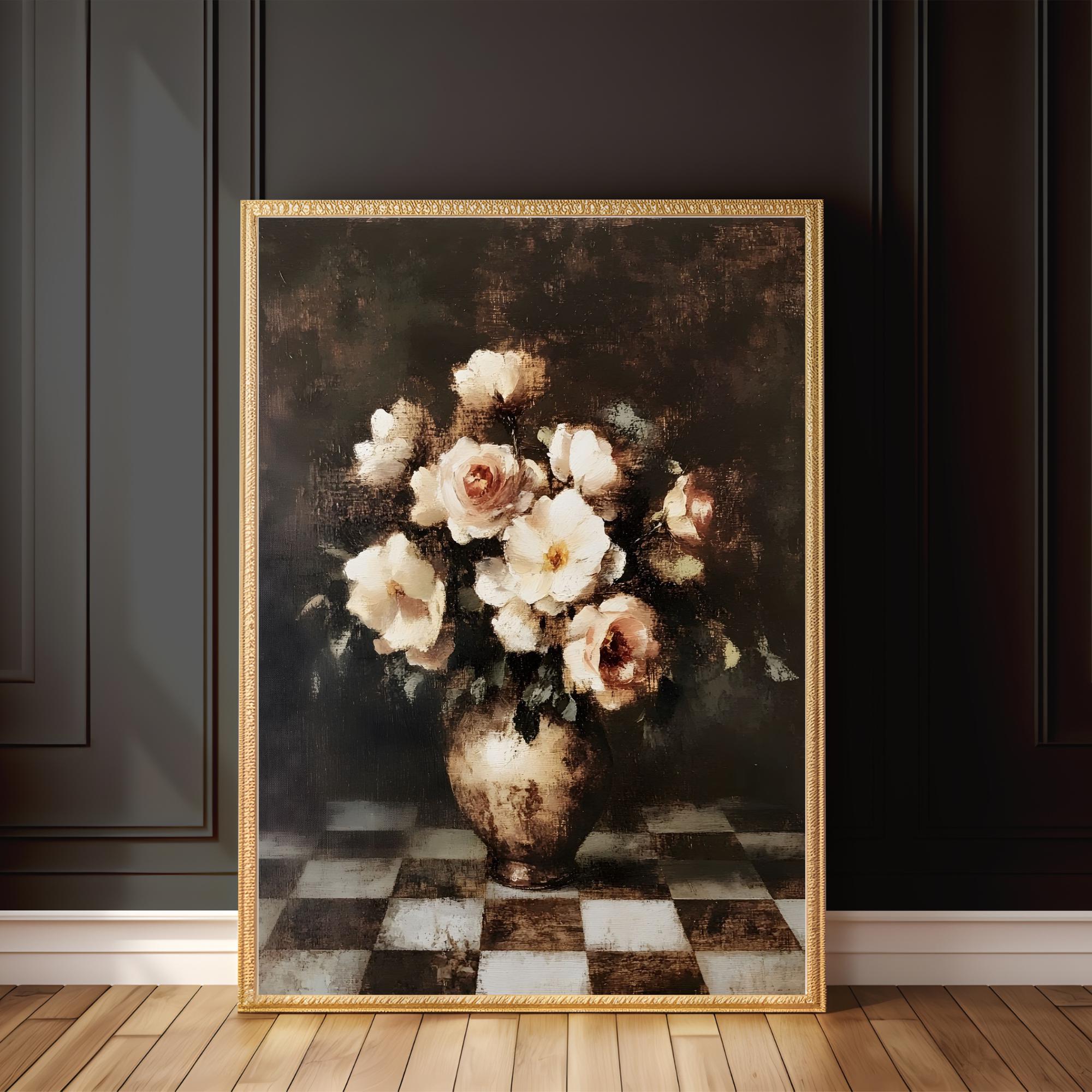 PRINTABLE Dark Floral Still Life Print – Vintage Rose Wall Art, Moody ...