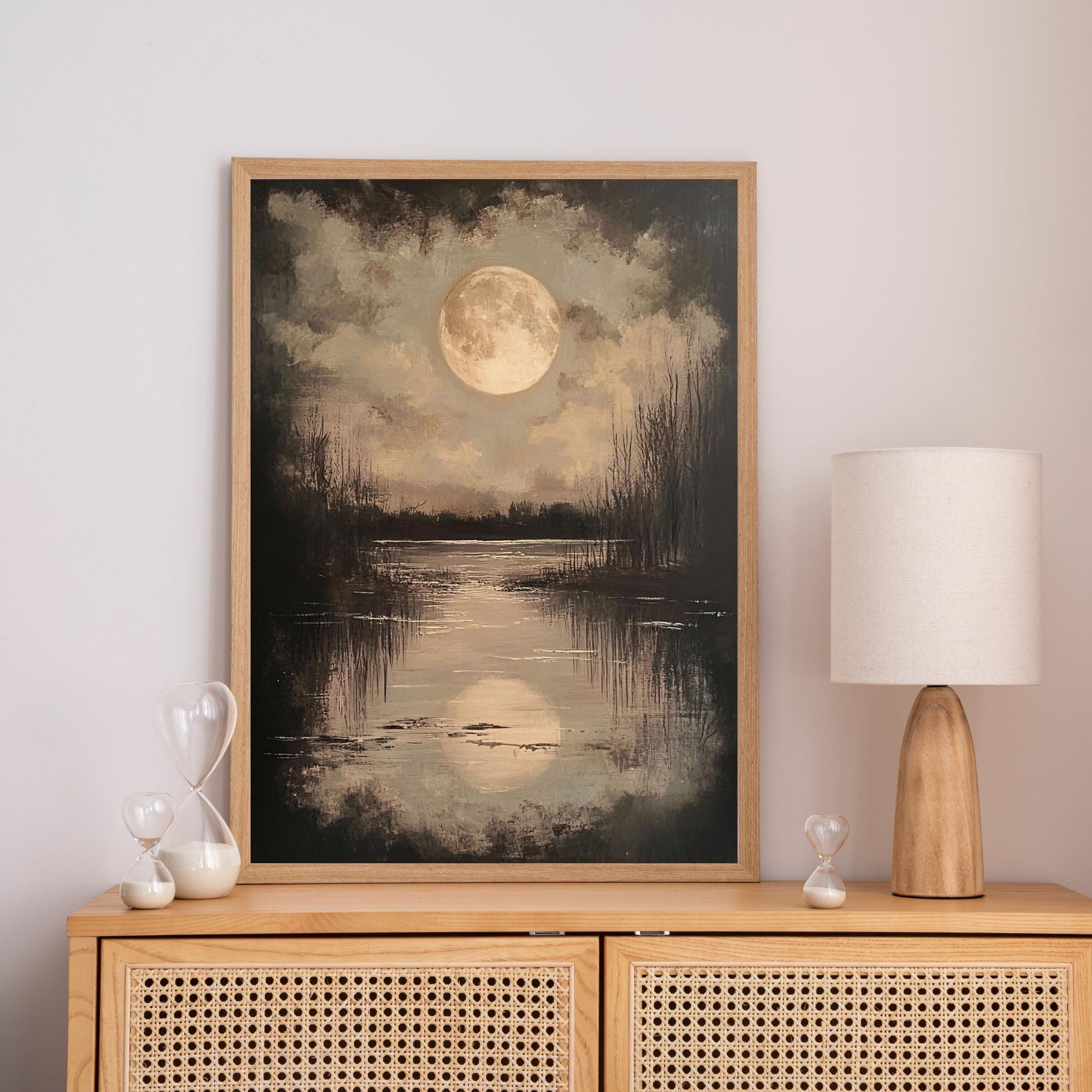 Full Moon Digital Print | Abstract Landscape Printable Art | Moody