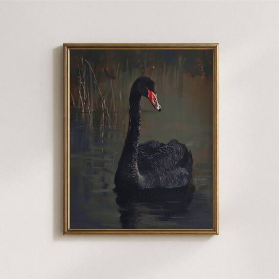 Rustic Black Swan Wall Art Printable Gothic Cottagecore Decor | Moody Farmhouse Print | Dark Academia