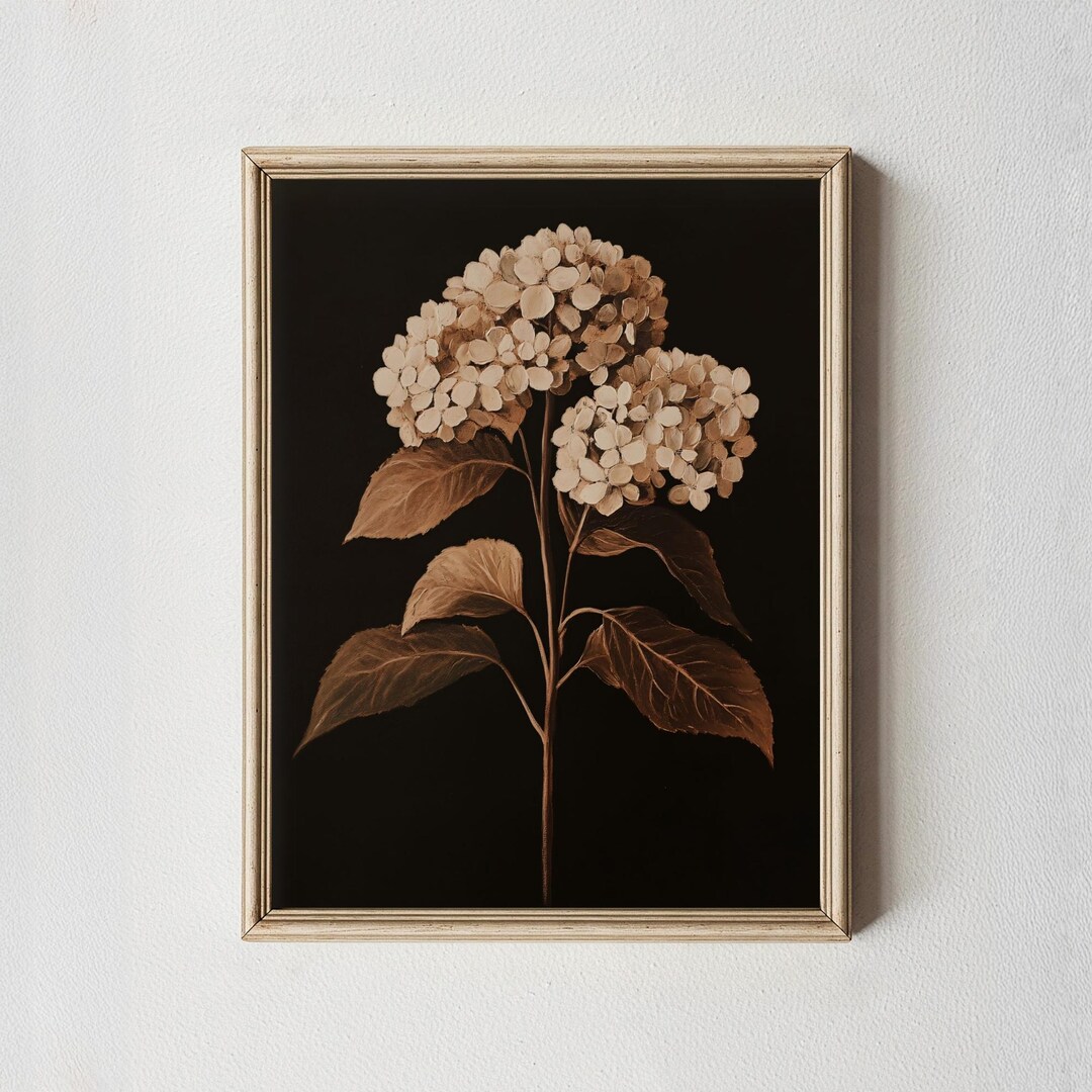 Vintage Hydrangea Wall Art Printable Moody Botanical Farmhouse Print ...