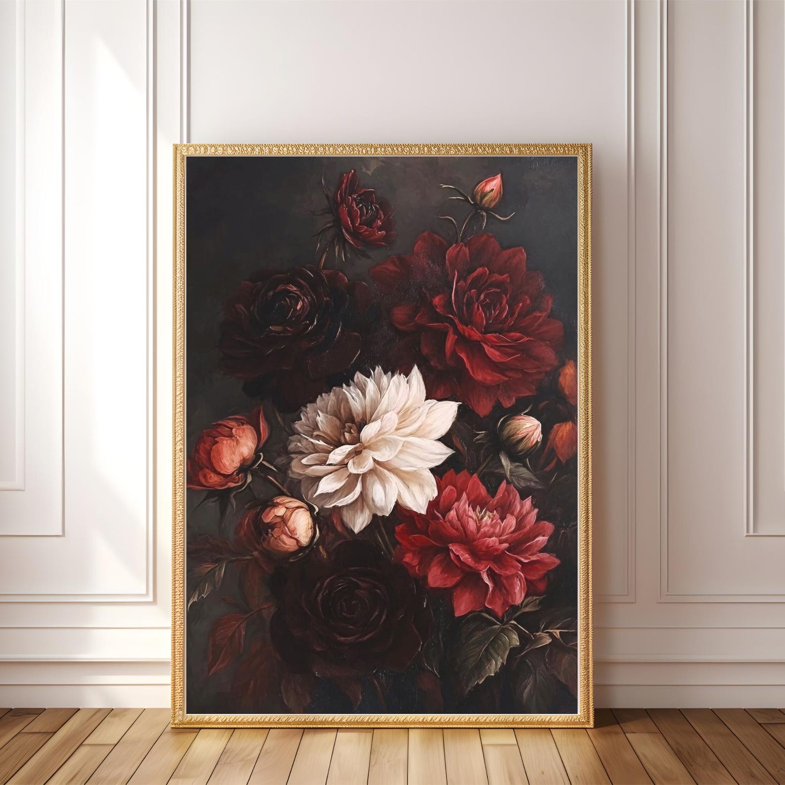Dark Moody Floral Print | PRINTABLE Gothic Flower Wall Art | Vintage ...
