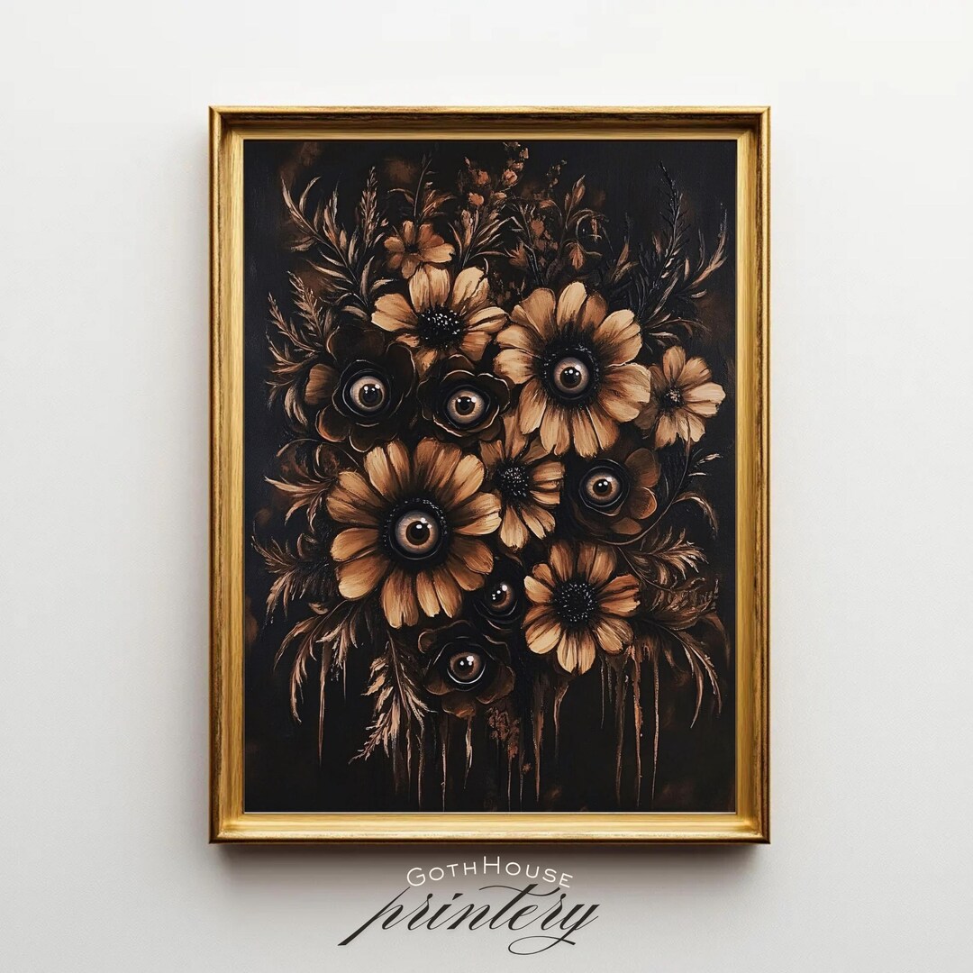 Eyeball Flower Print | Creepy Gothic Floral Wall Art | Spooky Halloween ...