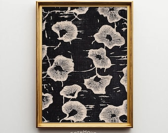 PRINTABLE Neutral Floral Wall Art, Moody Botanical Art, Abstract Boho Wall Art, Cottagecore Decor, Vintage Textile, Organic Modern Farmhouse