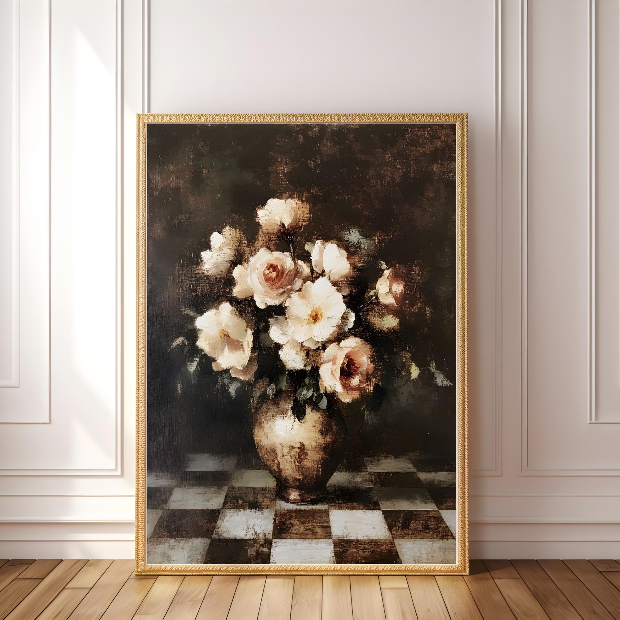 PRINTABLE Dark Floral Still Life Print – Vintage Rose Wall Art, Moody ...