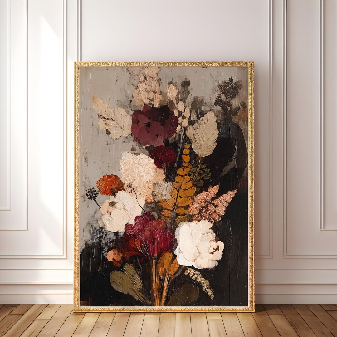 PRINTABLE Dark Botanical Floral Print – Moody Autumn Wall Art, Vintage ...