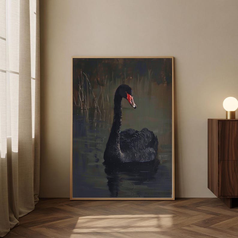 Rustic Black Swan Wall Art Printable Gothic Cottagecore Decor | Moody Farmhouse Print | Dark Academia image 7