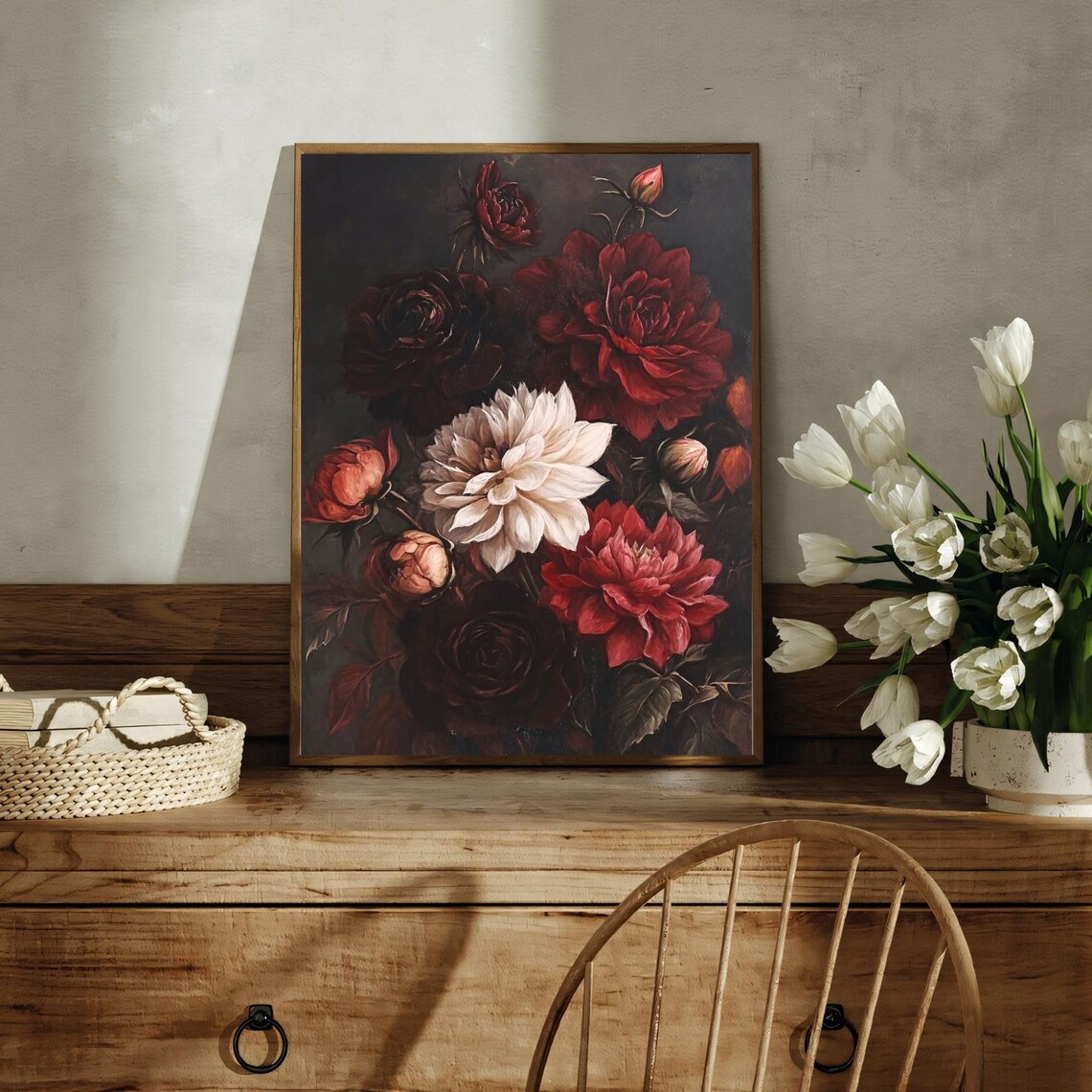 Dark Moody Floral Print | PRINTABLE Gothic Flower Wall Art | Vintage ...