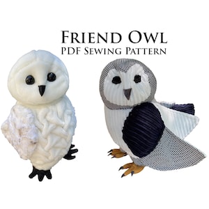 Patrón de costura Friend Owl PDF Plushie para impresoras y proyectores domésticos/ Lechuza común/ Hedwig/ Gran búho cornudo/ Búho nival
