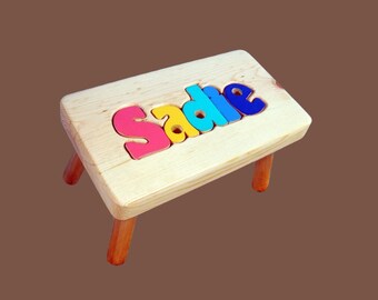 Personalized Wooden Puzzle Step Stool