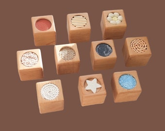 Montessori sensory blocks - Wooden toys for toddlers - Baby sensory toys - First birthday gift - Toddler montessori toys - Wooden blocks