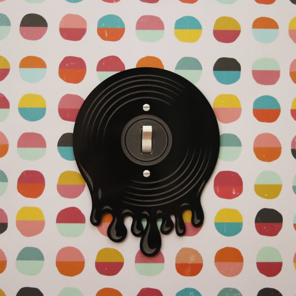 Vinyl Record Light Switch Cover - Trippy Acrylic Light Switch Plate - Groovy Retro Record Album Engraved
