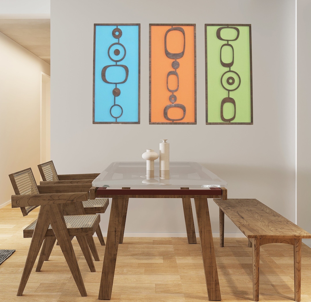 Midcentury Modern Wood Wall Art Midmod Geometric Panels MCM Geometric