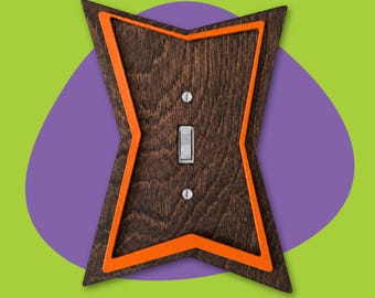 Atomic Mid Century Modern Bowtie Light Switch Cover | MCM Wall Plate with Customizable Colors