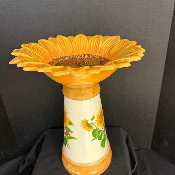 Ceramic Sunflower Bird Bath