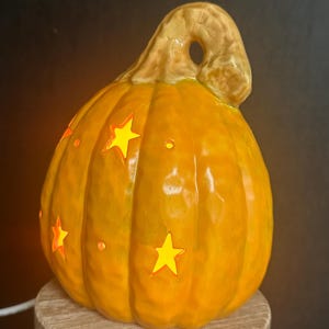 Ceramic Glazed Pumpkin with light