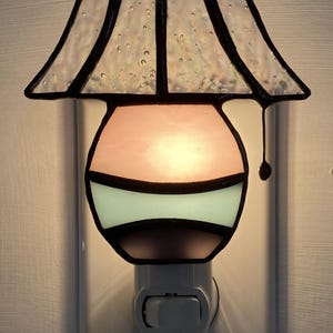 Stained Glass Lamp Night Light – Handmade Art Glass Shade Design. image 2