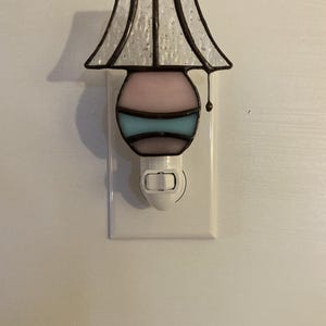 Stained Glass Lamp Night Light – Handmade Art Glass Shade Design. image 9