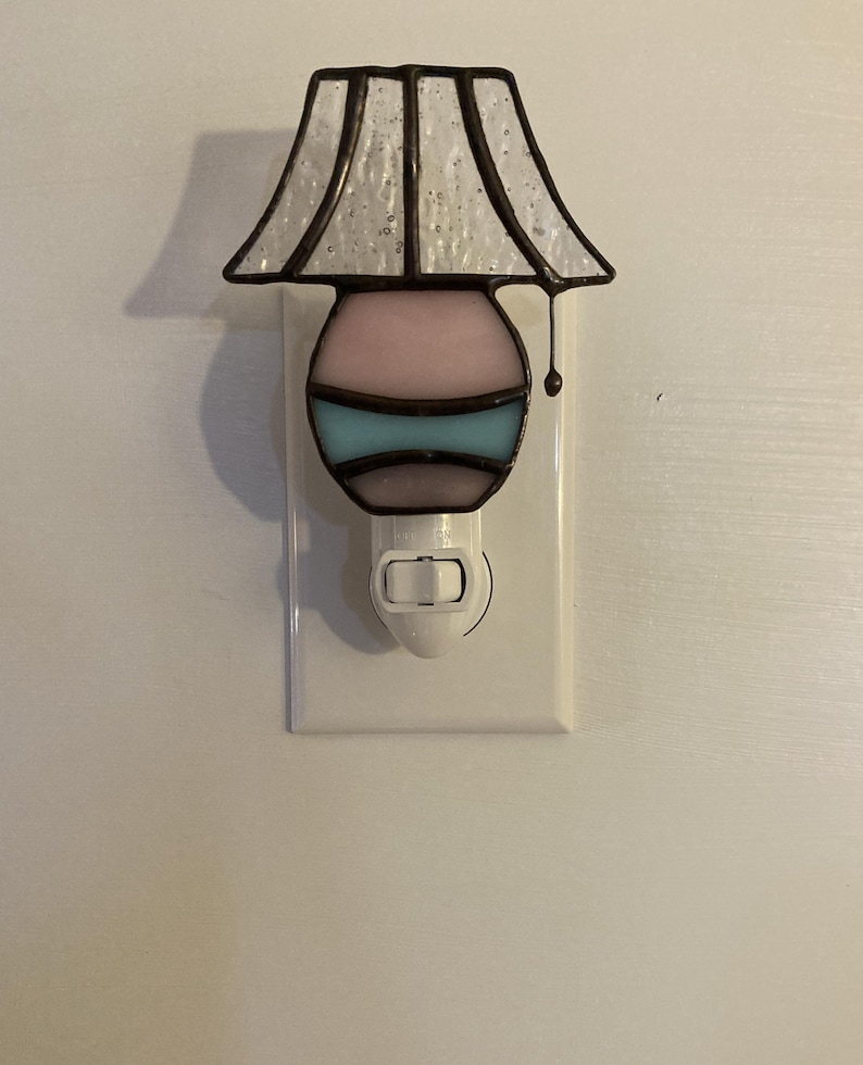 Stained Glass Lamp Night Light – Handmade Art Glass Shade Design. image 9