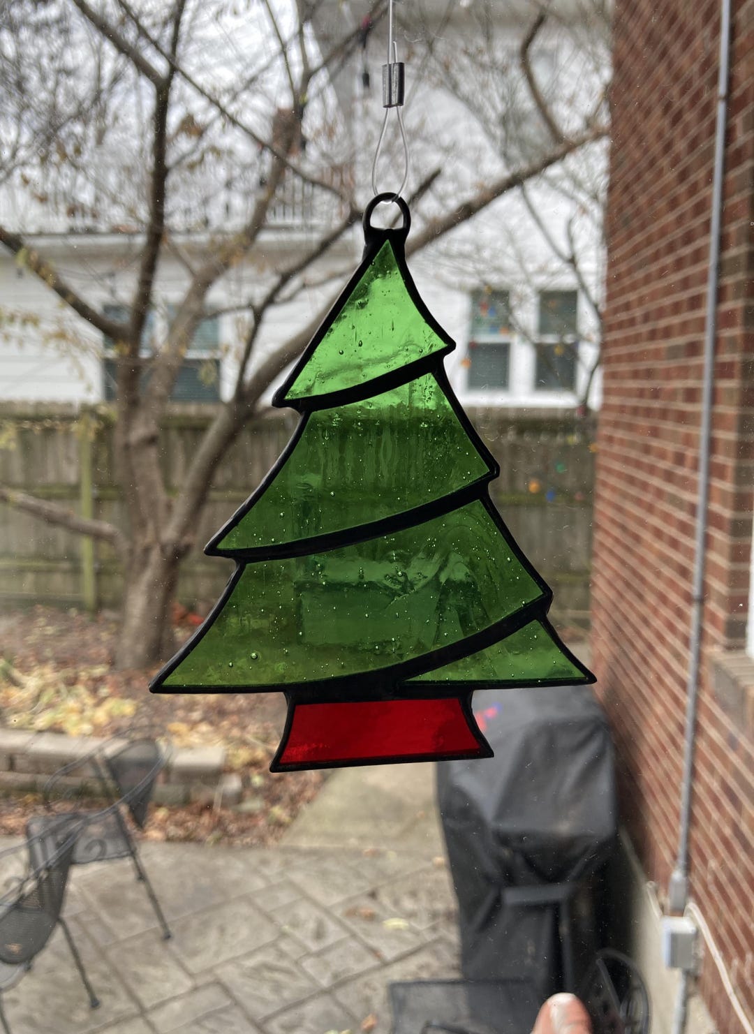 Green Christmas Tree Stained Glass Suncatcher – Holiday Window Ornament ...