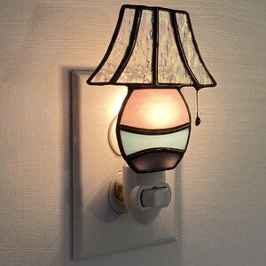 Stained Glass Lamp Night Light – Handmade Art Glass Shade Design. image 10