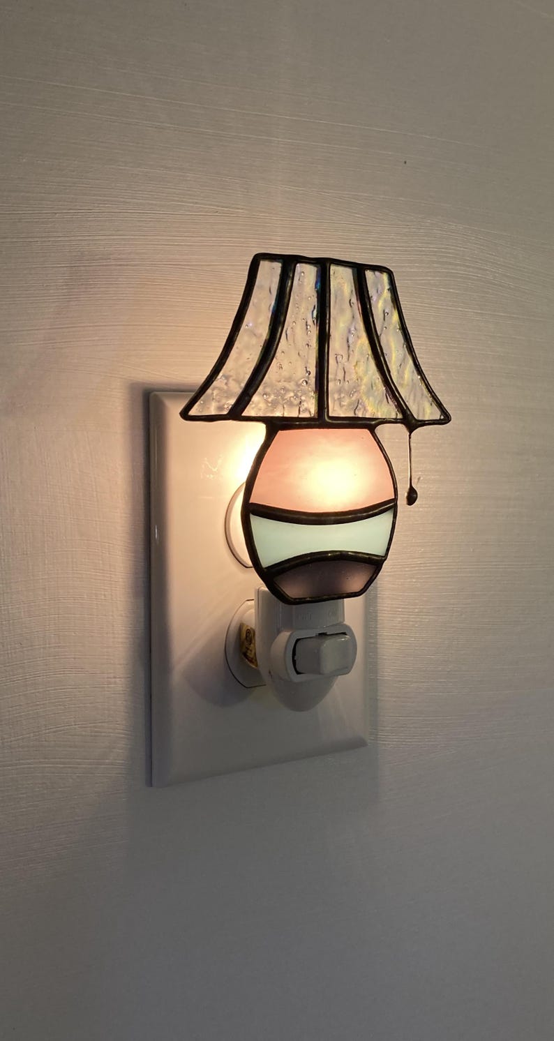 Stained Glass Lamp Night Light – Handmade Art Glass Shade Design. image 10