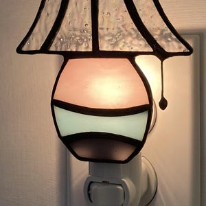Stained Glass Lamp Night Light – Handmade Art Glass Shade Design. image 6