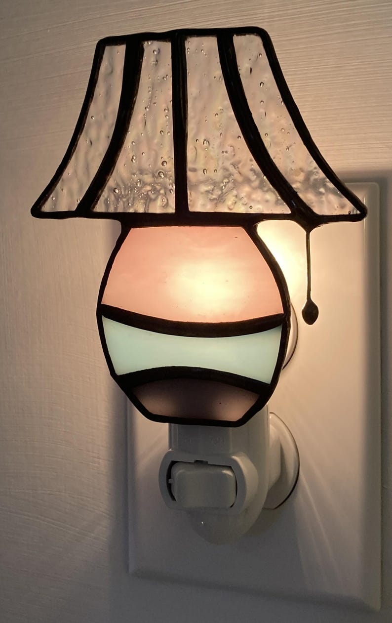 Stained Glass Lamp Night Light – Handmade Art Glass Shade Design. image 6