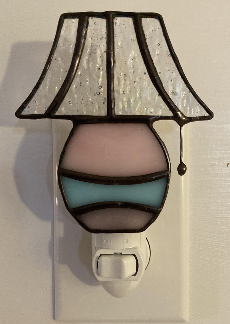 Stained Glass Lamp Night Light – Handmade Art Glass Shade Design. image 3