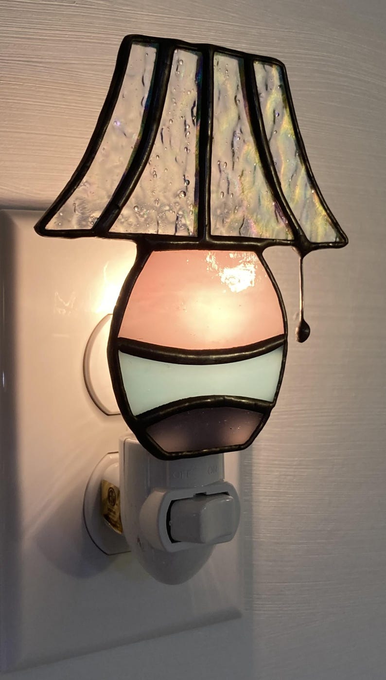 Stained Glass Lamp Night Light – Handmade Art Glass Shade Design. image 4