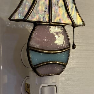 Stained Glass Lamp Night Light – Handmade Art Glass Shade Design. image 5