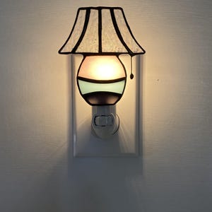 Stained Glass Lamp Night Light – Handmade Art Glass Shade Design. image 8