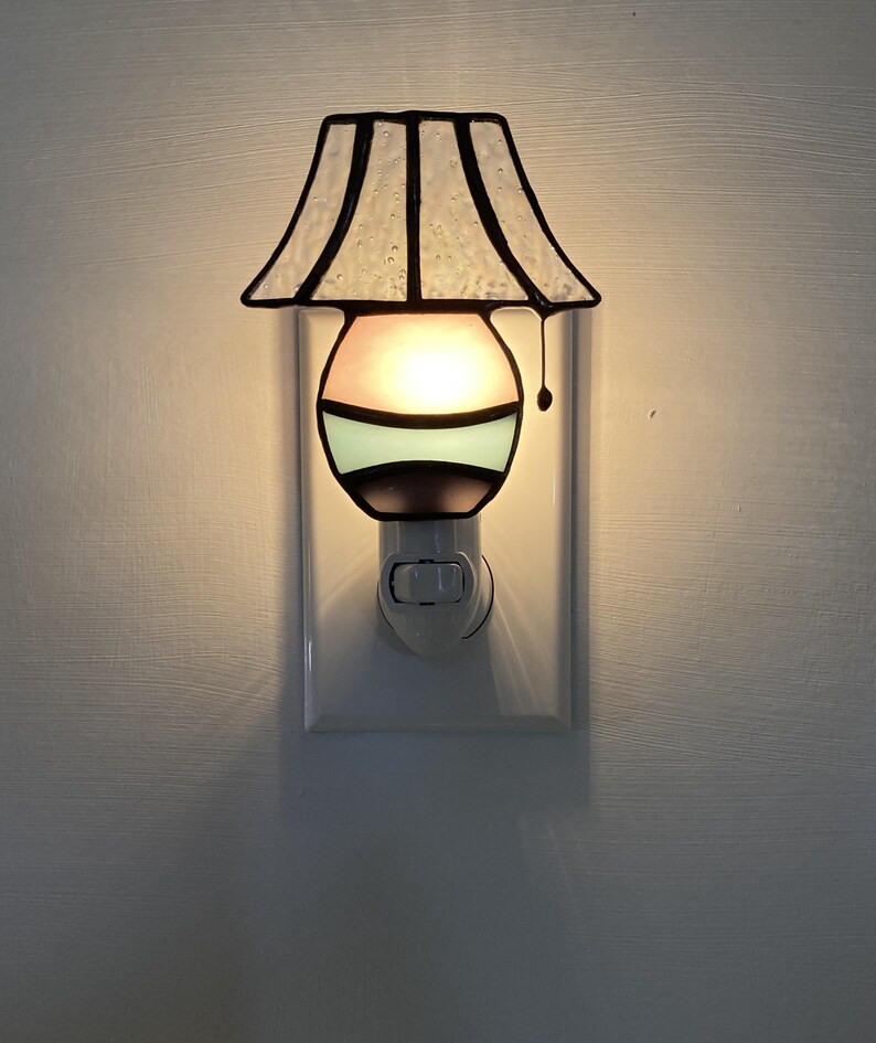 Stained Glass Lamp Night Light – Handmade Art Glass Shade Design. image 8